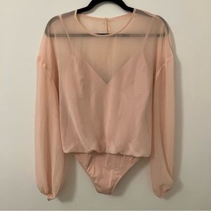 Wilfred pink silk top with built in bodysuit. Size L.